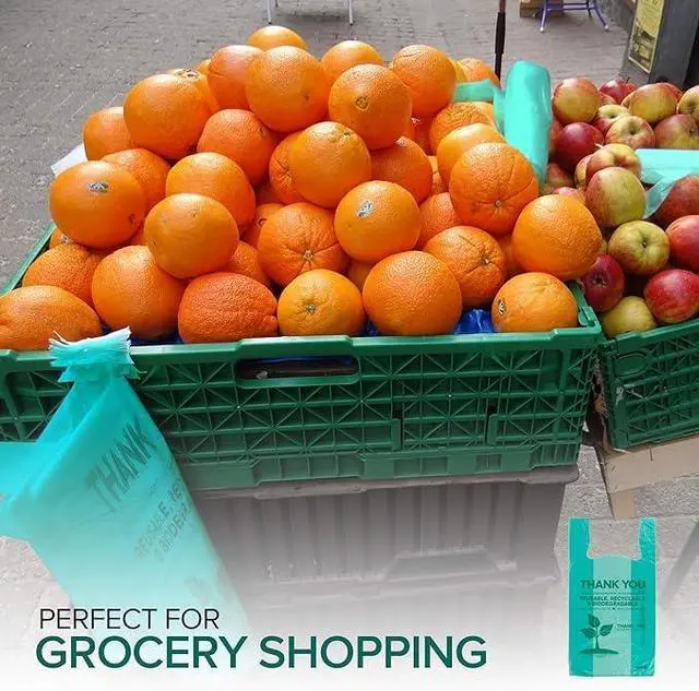 Alt view image 5 of 7 - Grocery Bags 100 Count Reusable Supermarket Thank You T Shirt Style Suitable for Small Trash Cans