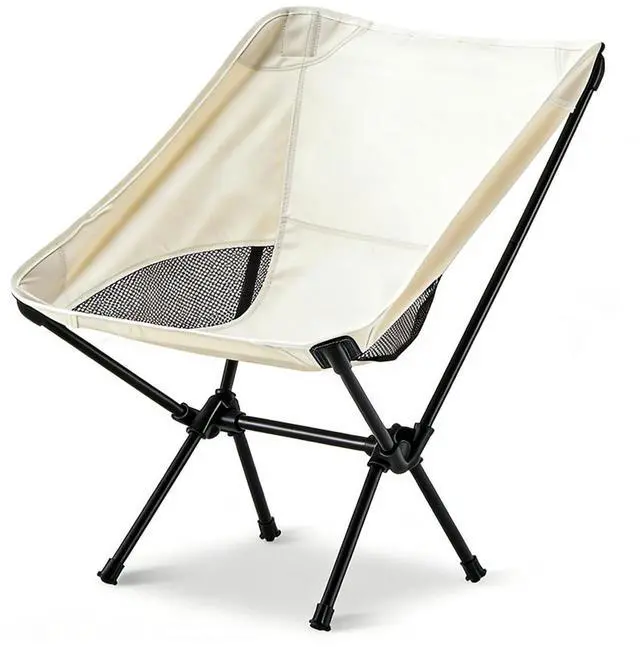 Main image of Portable Camping Chair Foldable Outdoor Chair for Hiking Camp Backpacking Lawn Beach Fishing Picnic with Carry Bag (Off White)