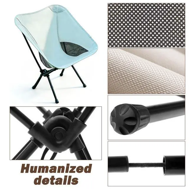 Alt view image 3 of 5 - Portable Camping Chair Foldable Outdoor Chair for Hiking Camp Backpacking Lawn Beach Fishing Picnic with Carry Bag (Off White)
