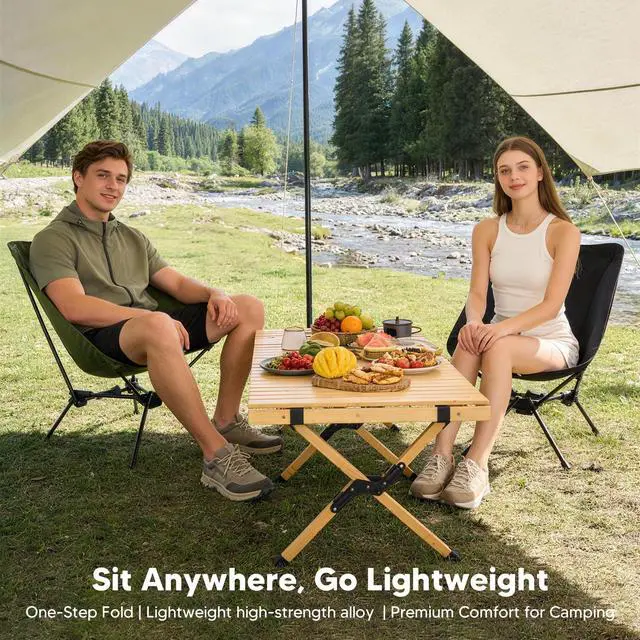 Alt view image 2 of 7 - Camping Chairs- Lightweight Folding Backpacking Hiking Chair, Compact Portable 330 lbs Capacity (Black)