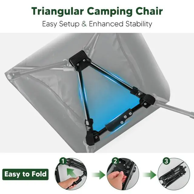 Alt view image 6 of 7 - Camping Chairs- Lightweight Folding Backpacking Hiking Chair, Compact Portable 330 lbs Capacity (Black)