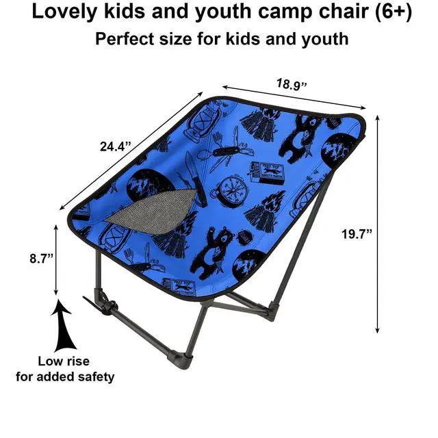 Alt view image 2 of 7 - Youth and Kids Camping Chair | Ultra Lightweight, Foldable and Heavy Duty | Ideal Indoor/Outdoor Kid Chair for Camping, Beach, Sports and Lawn