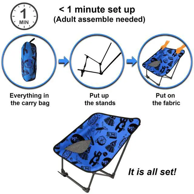 Alt view image 5 of 7 - Youth and Kids Camping Chair | Ultra Lightweight, Foldable and Heavy Duty | Ideal Indoor/Outdoor Kid Chair for Camping, Beach, Sports and Lawn