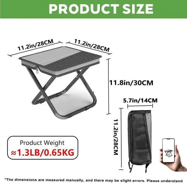 Alt view image 2 of 7 - Portable Ultralight Travel Stool Camping Chair Fishing Stool - Gray Carbon Steel and Keychain, Handbag Style Pocket Foldable