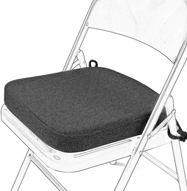 Main image of Memory Foam Chair Cushion for Folding Chair 1 Pcs, Thickened 2" Square Kitchen Chair Pad with Ties, Indoor Non-Slip Dining Chair Seat Cushion (1 Piece, Dark Grey)
