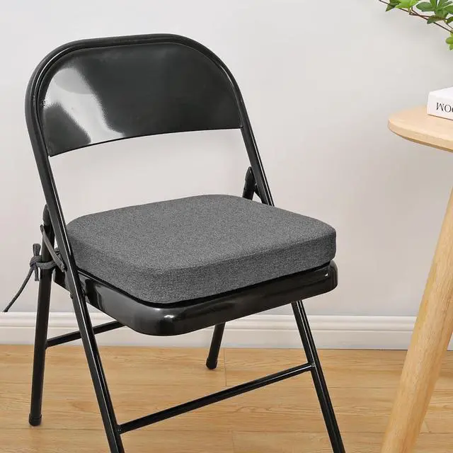 Alt view image 4 of 6 - Memory Foam Chair Cushion for Folding Chair 1 Pcs, Thickened 2" Square Kitchen Chair Pad with Ties, Indoor Non-Slip Dining Chair Seat Cushion (1 Piece, Dark Grey)