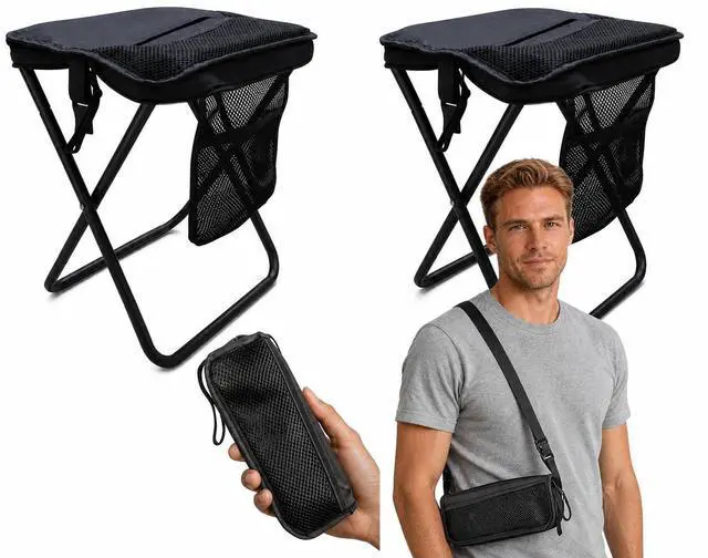 Main image of 2 Pack 2-in-1 Folding Chair & Backpack Chair Portable Stool with Storage & Adjustable Strap, Heavy Duty 265LBS Small Folding Chair for Outdoor Camping, Fishing, & Hiking