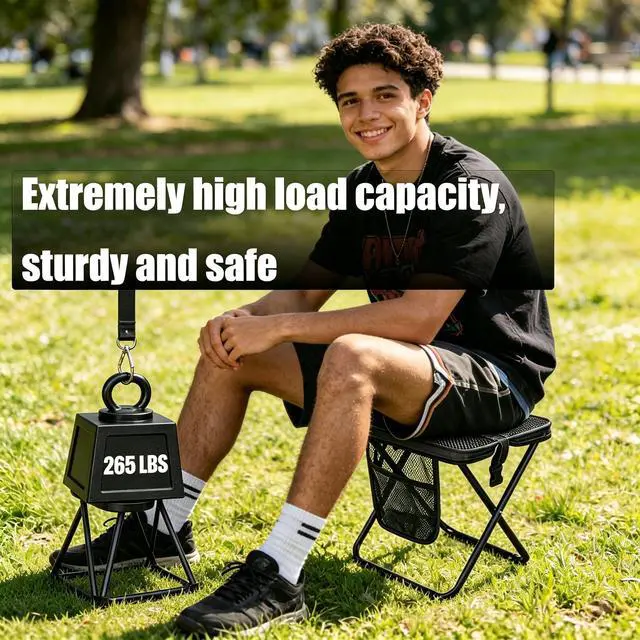 Alt view image 7 of 7 - 2 Pack 2-in-1 Folding Chair & Backpack Chair Portable Stool with Storage & Adjustable Strap, Heavy Duty 265LBS Small Folding Chair for Outdoor Camping, Fishing, & Hiking