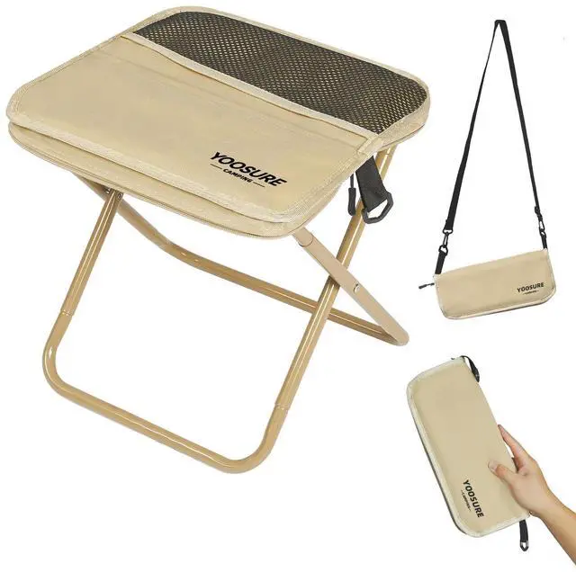 Main image of 11.5" Tall Compact Collapsible Stool, Portable Folding Camp Stool with 2 Side Pockets, Lightweight Mini Folding Stool for Adults, Small Backpacking Stool for Fishing Hiking Trips