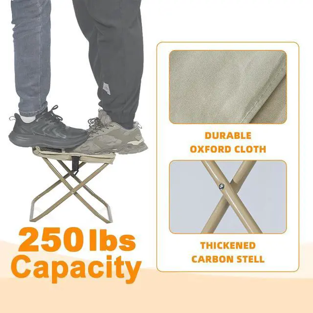 Alt view image 4 of 7 - 11.5" Tall Compact Collapsible Stool, Portable Folding Camp Stool with 2 Side Pockets, Lightweight Mini Folding Stool for Adults, Small Backpacking Stool for Fishing Hiking Trips