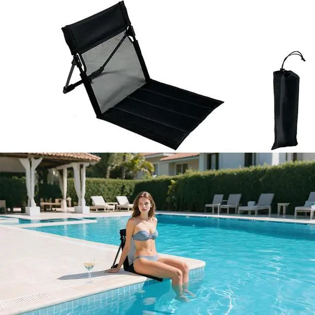 Main image of Verveens Portable Poolside Chairs with Mesh Backrest,Lightweight Foldable Beach Chairs with Carry Bag for SwimmingPool Sunbathing Camping Picnic Lawn Road Trips