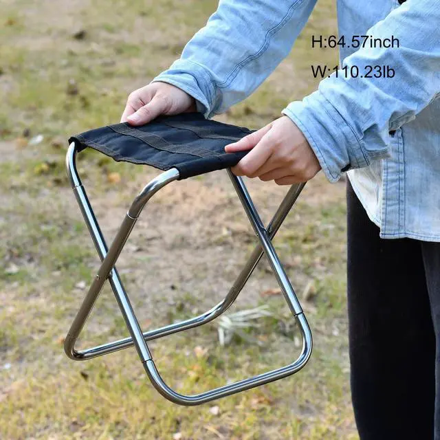 Alt view image 3 of 7 - Portable Mini Folding Stool, Small Camping Stool Mortable Stool Can Hold Up to 150 Lbs for Adults