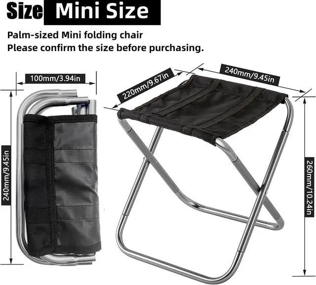 Alt view image 4 of 7 - Portable Mini Folding Stool, Small Camping Stool Mortable Stool Can Hold Up to 150 Lbs for Adults