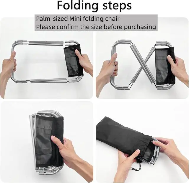 Alt view image 6 of 7 - Portable Mini Folding Stool, Small Camping Stool Mortable Stool Can Hold Up to 150 Lbs for Adults
