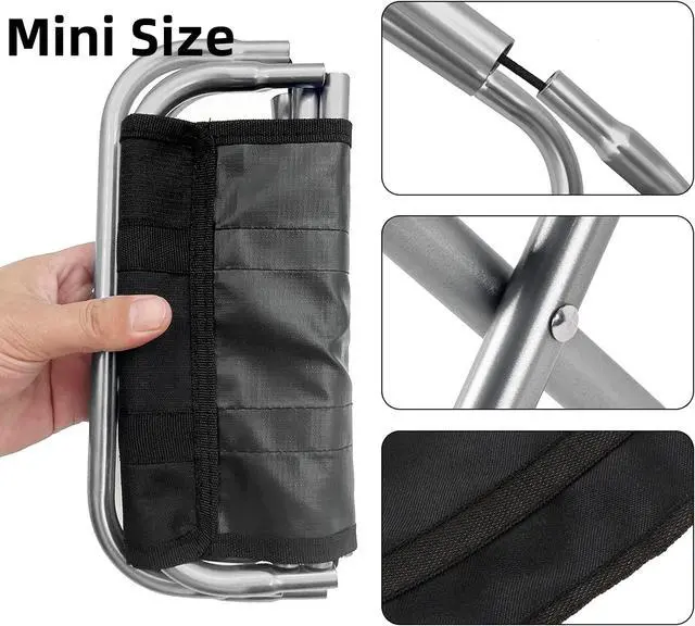 Alt view image 5 of 7 - Portable Mini Folding Stool, Small Camping Stool Mortable Stool Can Hold Up to 150 Lbs for Adults