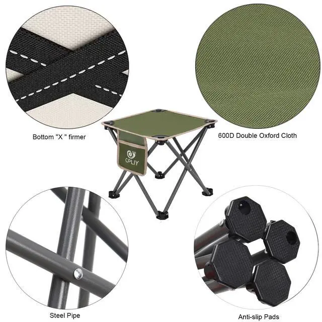 Alt view image 4 of 7 - Camping Stool, Folding Samll Chair Portable Camp Stool for Camping Fishing Hiking Gardening and Beach, Camping Seat with Carry Bag (Green, L 13.5")