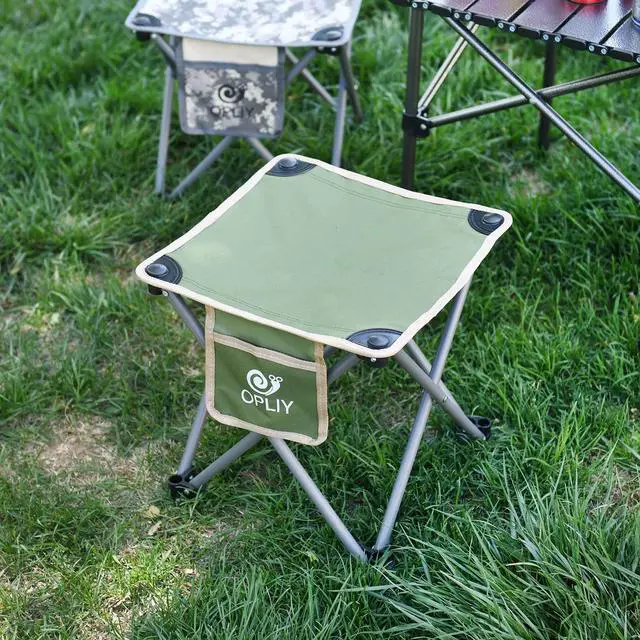 Alt view image 6 of 7 - Camping Stool, Folding Samll Chair Portable Camp Stool for Camping Fishing Hiking Gardening and Beach, Camping Seat with Carry Bag (Green, L 13.5")