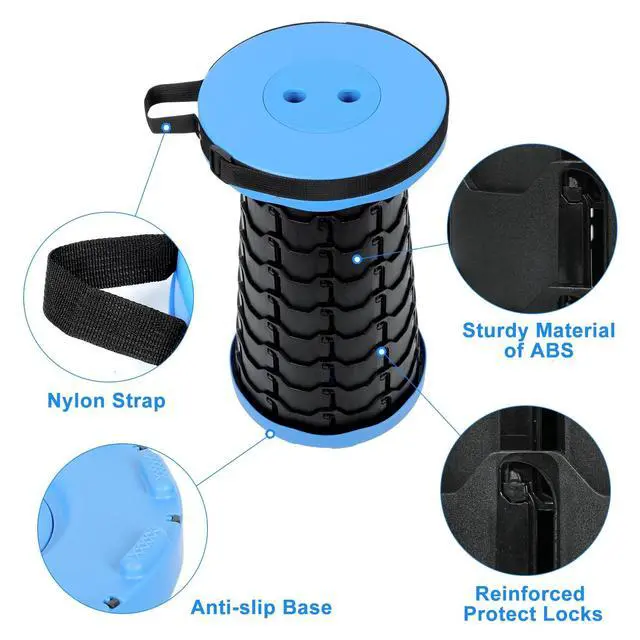 Alt view image 2 of 7 - Foldable Telescoping Stool Portable, Retractable Stool for Adults, Upgraded Collapsible Folding Seats with Load Capacity 550lbs, Camping Stools for Adults