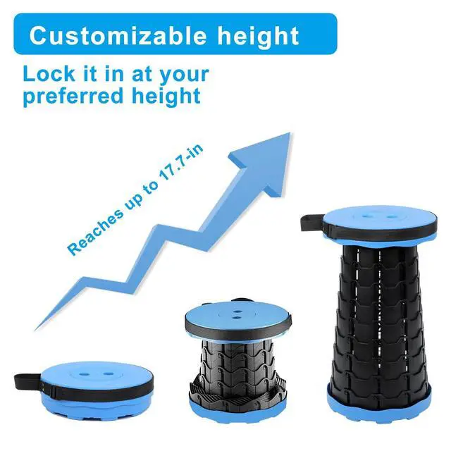 Alt view image 5 of 7 - Foldable Telescoping Stool Portable, Retractable Stool for Adults, Upgraded Collapsible Folding Seats with Load Capacity 550lbs, Camping Stools for Adults