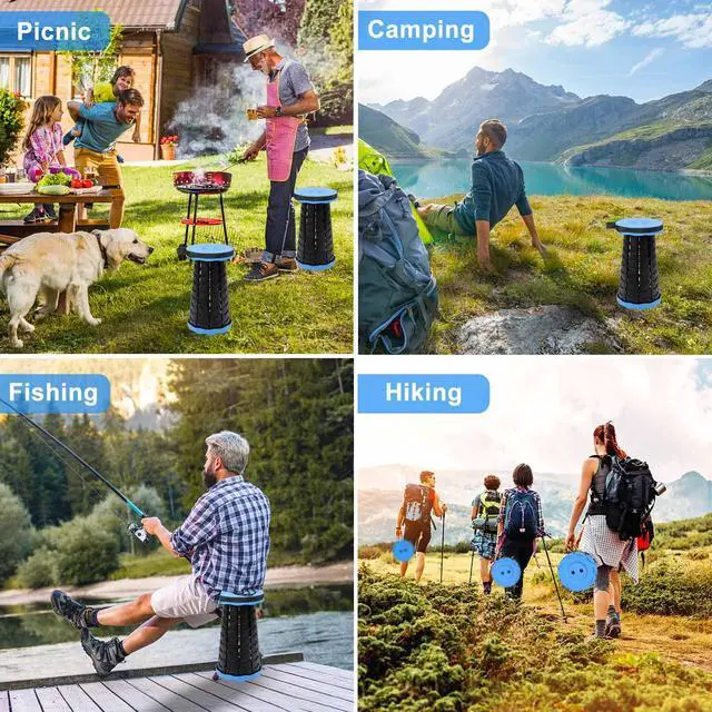Alt view image 7 of 7 - Foldable Telescoping Stool Portable, Retractable Stool for Adults, Upgraded Collapsible Folding Seats with Load Capacity 550lbs, Camping Stools for Adults