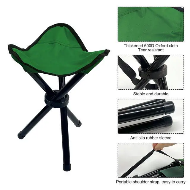 Alt view image 3 of 7 - Travel Folding Camping Stool, 14.6 inches Tripod Chair and Maximum weight 210 lbs Outdoor Portable Party Chair Fishing Chair Seat for Camping Fishing Hiking Gardening and Beach Garden Painting