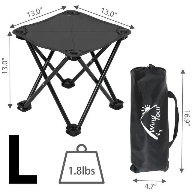Alt view image 2 of 5 - Portable Folding Camping Stool Outdoor Camping Lightweight Samll Chair for Fishing Hiking Gardening and Beach with Carry Bag (13.0X13.0 Large Black -1)
