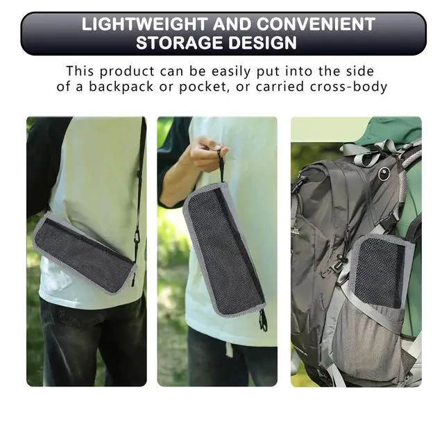 Alt view image 3 of 6 - Portable Collapsible Stool, Large Camping Chair Supports 260 lbs, Adjustable Shoulder Strap Folding Stool, Ultralight Collapsible Stools with 2pcs storage bags for Hiking, Fishing, Outdoor (Gray)