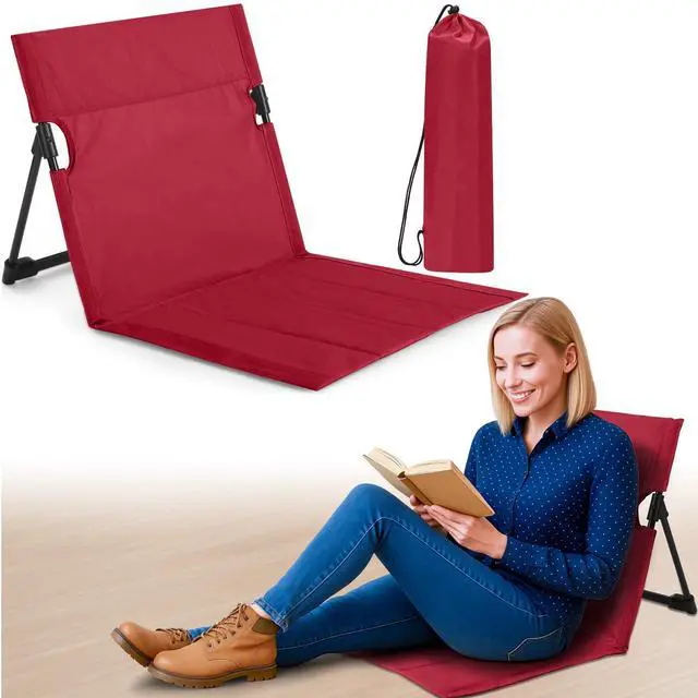 Main image of Foldable Floor Backrest Chair Portable Camping Chair with Storage Bag Light Weight Lazy Seat for Indoor Outdoor Bed Ground Park Lawn Concerts Hiking Beach(Red)