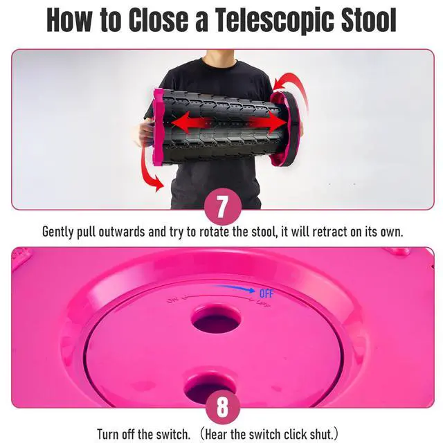 Alt view image 4 of 7 - Upgraded Foldable Stool Thickened, Portable Collapsible Stool Retractable Stool for Fishing, Hiking Tours, BBQ, Parties, Outdoor ActivitiesPink