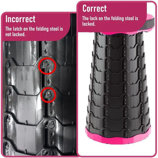 Alt view image 6 of 7 - Upgraded Foldable Stool Thickened, Portable Collapsible Stool Retractable Stool for Fishing, Hiking Tours, BBQ, Parties, Outdoor ActivitiesPink