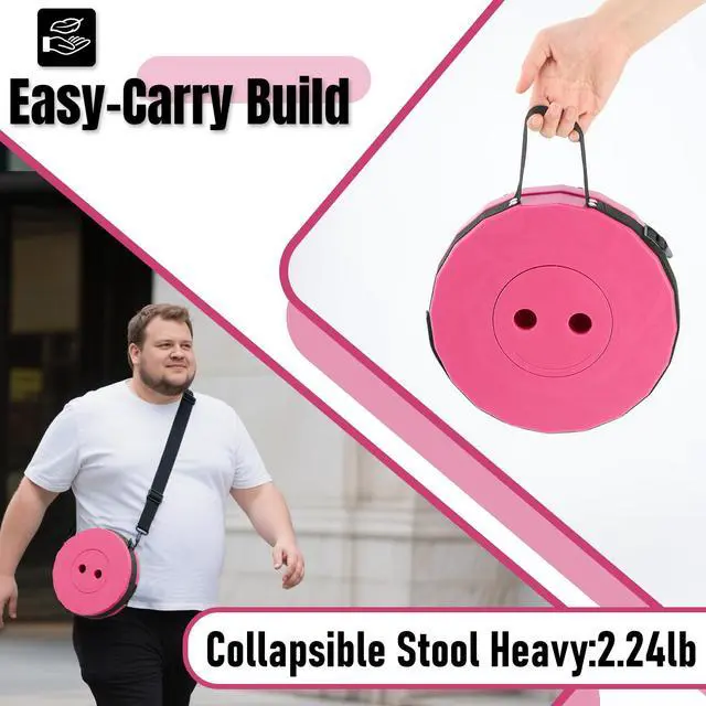 Alt view image 7 of 7 - Upgraded Foldable Stool Thickened, Portable Collapsible Stool Retractable Stool for Fishing, Hiking Tours, BBQ, Parties, Outdoor ActivitiesPink