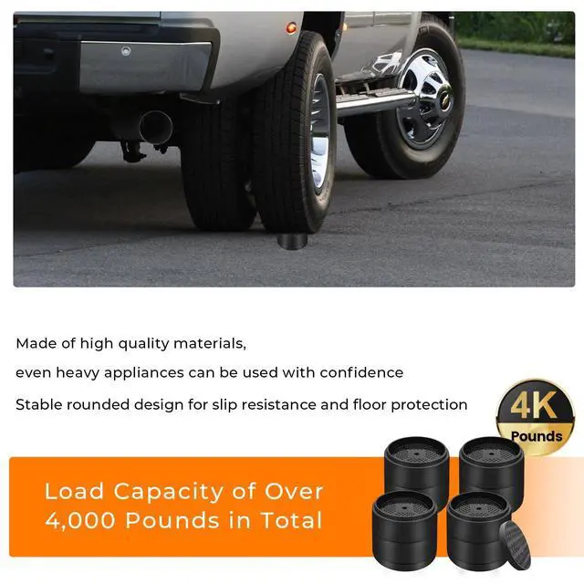 Alt view image 5 of 7 - Furniture Risers Bed Risers Heavy Duty 1 inch, 2 inch, 3 inch, 4 inch Round Adjustable Bed Lifts Riser for Desk Legs Table Couch Sofa Chair Refrigerator Washing Machine (1 Inch, Black, 4 Pack)