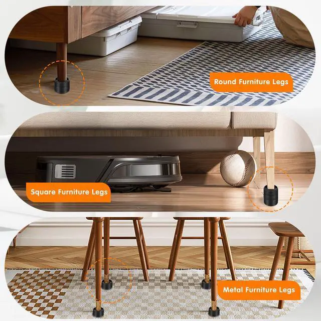 Alt view image 6 of 7 - Furniture Risers Bed Risers Heavy Duty 1 inch, 2 inch, 3 inch, 4 inch Round Adjustable Bed Lifts Riser for Desk Legs Table Couch Sofa Chair Refrigerator Washing Machine (1 Inch, Black, 4 Pack)