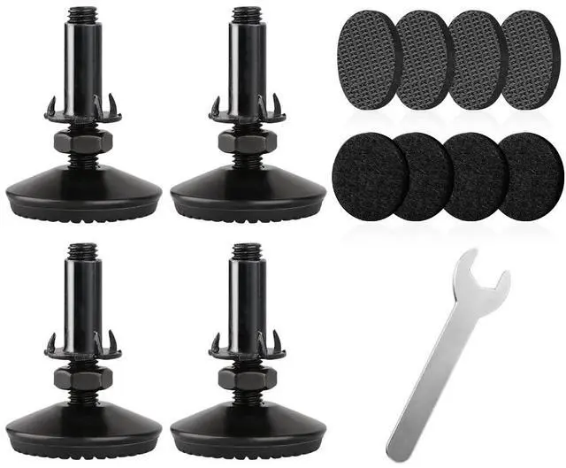 Main image of 4 Set M10 Adjustable Leveling Feet, Heavy Duty Height Adjuster Furniture Leveler Foot With T Nut, Screw On Cabinet Restaurant Table Chair Self Levelers Leg (2" Base Dia & Thread Length, Black)