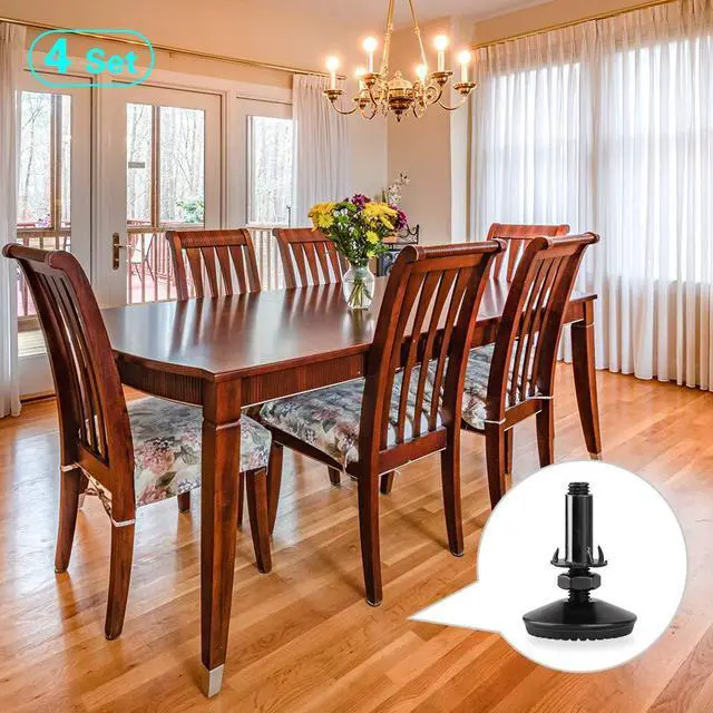Alt view image 4 of 7 - 4 Set M10 Adjustable Leveling Feet, Heavy Duty Height Adjuster Furniture Leveler Foot With T Nut, Screw On Cabinet Restaurant Table Chair Self Levelers Leg (2" Base Dia & Thread Length, Black)