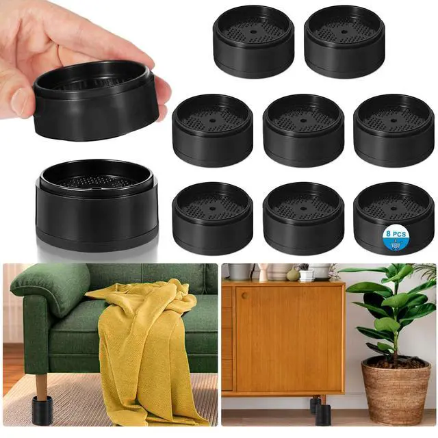 Alt view image 7 of 7 - Bed Risers 1 inch, 2 inch, 3 inch, 4 inch Heavy Duty, Adjustable Furniture Riser for Table Desk Couch Sofa Chair Refrigerator Washing Machine, Stackable Bed Raisers Blocks (Black 4 Pack, 1+1 inch)