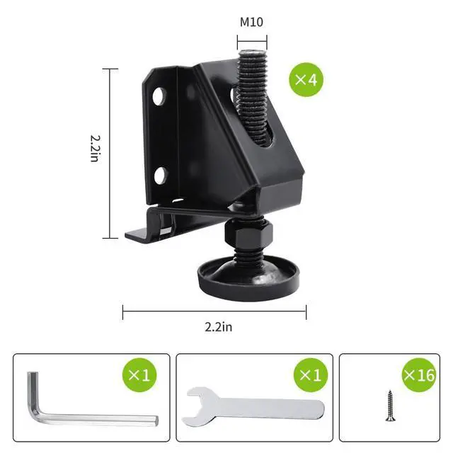 Alt view image 5 of 6 - 4/8/16 Pack Heavy Duty Leg Leveler, 2-inch Adjustable Height, for Furniture, Table, Cabinets