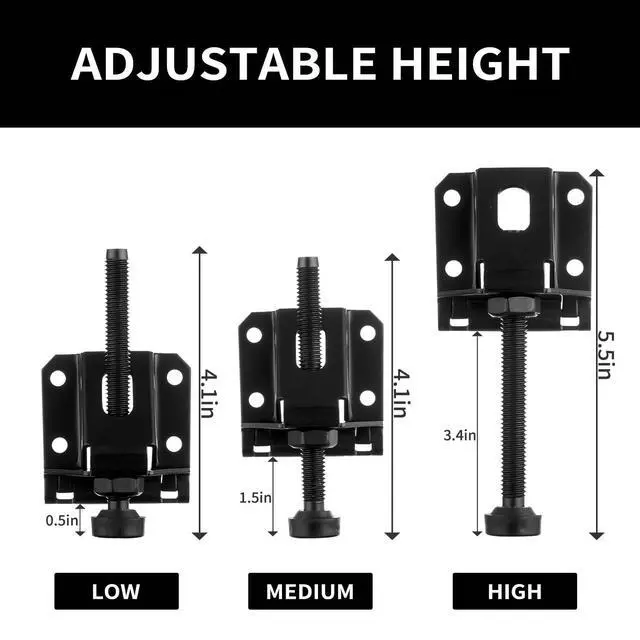 Alt view image 4 of 7 - 4 Pcak Adjustable Leveling Feet,Heavy Duty Furniture Levelers,Adjustable Furniture Feet,with Screws, Lock Nuts and Wrench,3 inch Adjustable Height, for Table, Cabinets