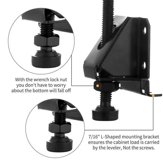 Alt view image 7 of 7 - 4 Pcak Adjustable Leveling Feet,Heavy Duty Furniture Levelers,Adjustable Furniture Feet,with Screws, Lock Nuts and Wrench,3 inch Adjustable Height, for Table, Cabinets
