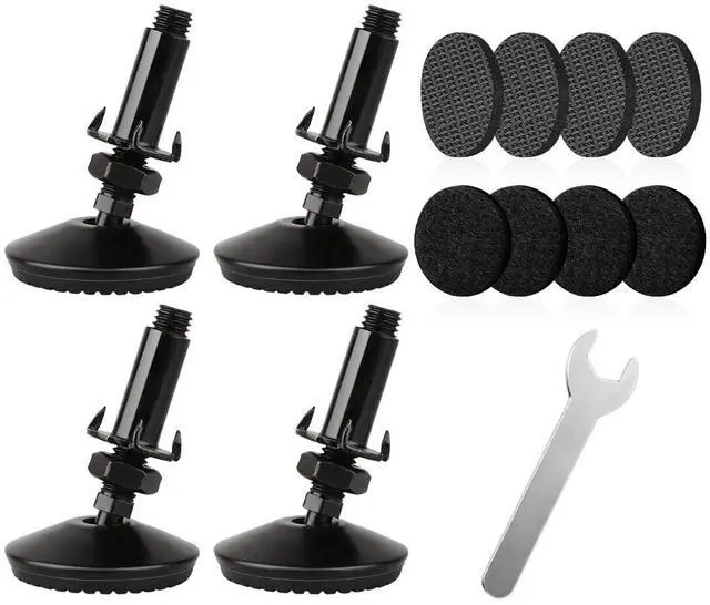 Main image of 4 Set M10 Swivel Adjustable Leveling Feet, Heavy Duty Height Adjuster Furniture Leveler Foot with T Nut, Screw in Cabinet Table Chair Self Levelers Leg - 2" Base Dia & 2" Bolts Length - Black