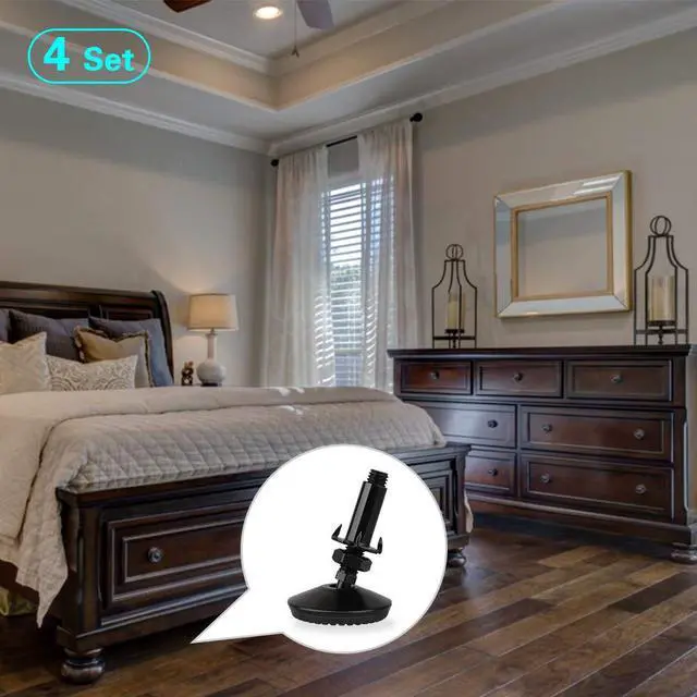 Alt view image 6 of 7 - 4 Set M10 Swivel Adjustable Leveling Feet, Heavy Duty Height Adjuster Furniture Leveler Foot with T Nut, Screw in Cabinet Table Chair Self Levelers Leg - 2" Base Dia & 2" Bolts Length - Black