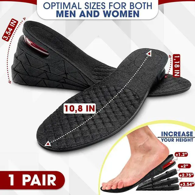 Alt view image 2 of 7 - 4-Layer Height Increase Insoles for Men and Women Adjustable Height Boosters with PVC Layers Up to 3.54 Inches, Trim-to-Fit Comfort, Firm Fit for US Sizes 4.59 Shoe Lifts Men for Event & Work Use