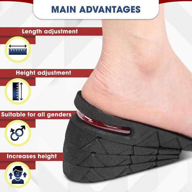 Alt view image 4 of 7 - 4-Layer Height Increase Insoles for Men and Women Adjustable Height Boosters with PVC Layers Up to 3.54 Inches, Trim-to-Fit Comfort, Firm Fit for US Sizes 4.59 Shoe Lifts Men for Event & Work Use
