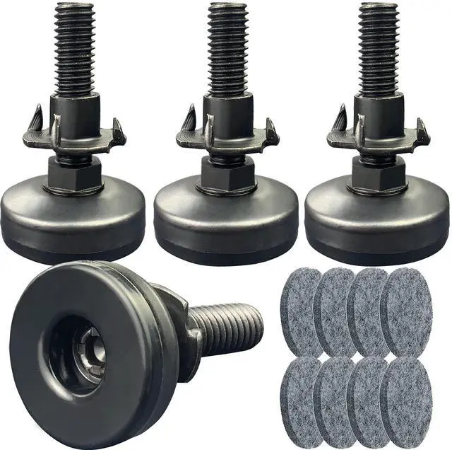Main image of 3/8" Threaded Leveling Feet Adjustable Table/Furniture Feet Levelers Screw on Heavy Duty Desk/Chair/Cabinet/Dresser/Bench Leg Leveler Screw in with Threaded Inserts(3/8-16,Large Base,Black,4 Pack)