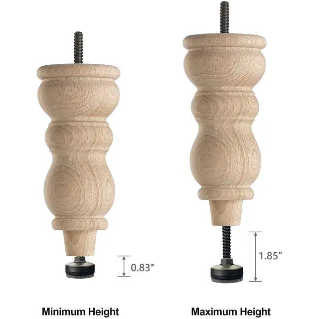 Alt view image 4 of 7 - 3/8" Threaded Leveling Feet Adjustable Table/Furniture Feet Levelers Screw on Heavy Duty Desk/Chair/Cabinet/Dresser/Bench Leg Leveler Screw in with Threaded Inserts(3/8-16,Large Base,Black,4 Pack)
