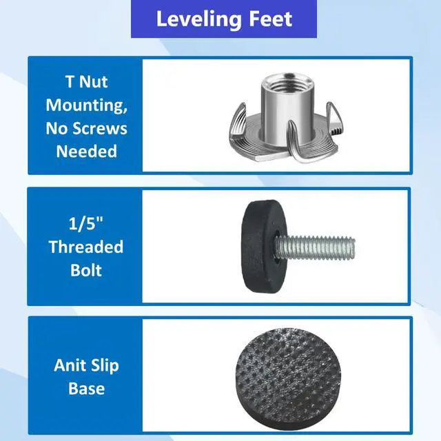 Alt view image 4 of 7 - Adjustable Furniture Leveling Feet, 16 Pack, 1/4 Threaded Leg Levelers for Table/Desk/Chair/Cabinet/Dresser/Outdoor Furniture/Patio Furniture, Height Extender, Screw on/in Adjuster