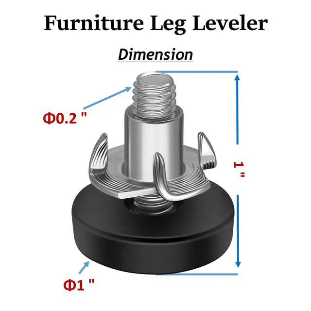 Alt view image 5 of 7 - Adjustable Furniture Leveling Feet, 16 Pack, 1/4 Threaded Leg Levelers for Table/Desk/Chair/Cabinet/Dresser/Outdoor Furniture/Patio Furniture, Height Extender, Screw on/in Adjuster