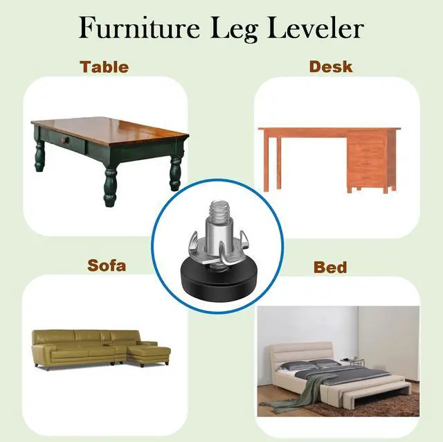 Alt view image 6 of 7 - Adjustable Furniture Leveling Feet, 16 Pack, 1/4 Threaded Leg Levelers for Table/Desk/Chair/Cabinet/Dresser/Outdoor Furniture/Patio Furniture, Height Extender, Screw on/in Adjuster