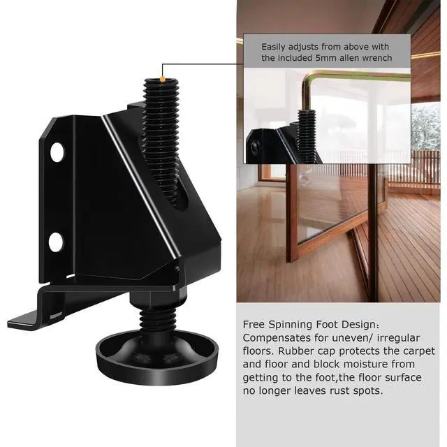 Alt view image 4 of 7 - 4 PCS Heavy Duty Adjustable Leveling Feet for Furniture,Hexagon Nuts Lock Furniture Legs Levelers,for Table, Cabinets, Workbench,Shelving Units and More