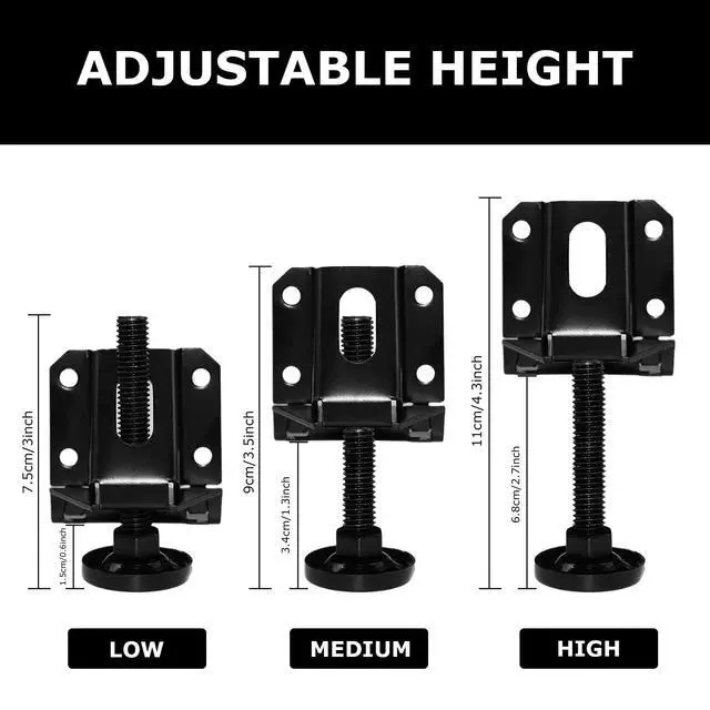 Alt view image 5 of 7 - 4 PCS Heavy Duty Adjustable Leveling Feet for Furniture,Hexagon Nuts Lock Furniture Legs Levelers,for Table, Cabinets, Workbench,Shelving Units and More